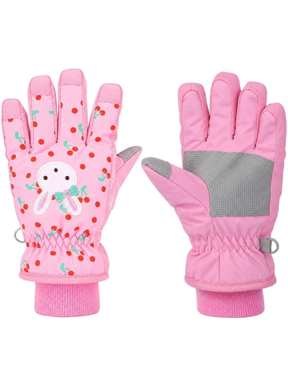 Kids Winter Snow Ski Gloves - Waterproof Insulated Cold-Weather Gloves for Toddler Girls, Perfect Gift for Girls 4-12 Years