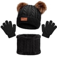 thumbnail image 1 of Bocaoying Kids Winter Warm Beanie Hat Scarf Gloves Set,3 in 1 Thermal Knitted Pom Bobble Hat Scarf Gloves Set for Girls Boys 3-8 Children Winter Warm Accessories Set for Outdoor Sports, 1 of 7