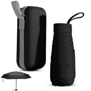 Bocaoying Mini Folding Umbrella with Case, Lightweight Portable Umbrella, Light Compact Rain Umbrella for Travel Outdoor Daily Use, Small Sun & Rain Pocket Umbrella for Girls and Women(Black)
