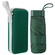 Bocaoying Mini Folding Umbrella with Case, Lightweight Portable Umbrella, Light Compact Rain Umbrella for Travel Outdoor Daily Use, Small Sun & Rain Pocket Umbrella for Girls and Women Dark Green