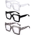 thumbnail image 1 of Bocaoying Oversized Square Blue Light Glasses, Fashion Thick Frame Clear Glasses, Simple Non-Prescription Computer Eyeglasses for Women Men Fashion Style Trends, 1 of 7