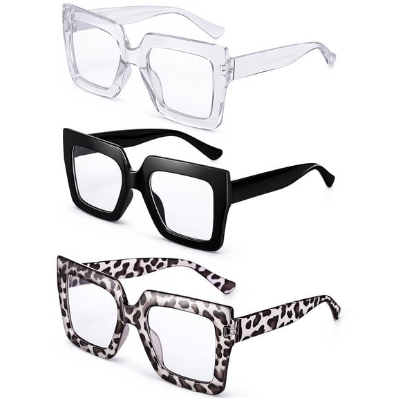Bocaoying Oversized Square Blue Light Glasses, Fashion Thick Frame Clear Glasses, Simple Non-Prescription Computer Eyeglasses for Women Men Fashion Style Trends