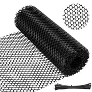 Bocaoying Plastic Chicken Wire Fencing, with 25 Twist Ties, 197 In Black Chicken Wire mesh, Poultry Netting, Poultry Fence, Chicken Wire for Crafts, Plastic Garden Fencing, Floral Chicken Wire