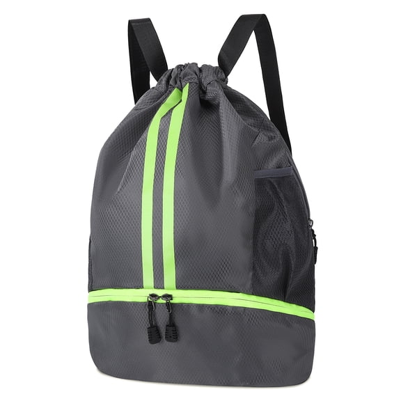 Bocaoying Sports Drawstring Backpack, Waterproof Gym Backpack, Swim Bag with Shoes Compartment, Pull String Sport Bag for Soccer and Basketball