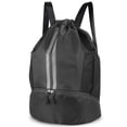 thumbnail image 1 of Bocaoying 3-Compartment Sports Drawstring Backpack, Water-Resistant Gym Bag with Wet/Dry Separation, Side Pockets & Zipper Pocket, Lightweight Swim Soccer Basketball Sack, 1 of 7