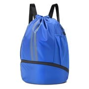 Bocaoying 3-Compartment Sports Drawstring Backpack, Water-Resistant Gym Bag with Wet/Dry Separation, Side Pockets & Zipper Pocket, Lightweight Swim Soccer Basketball Sack