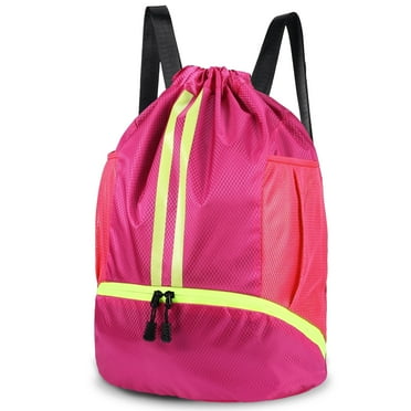 Bocaoying Sports Drawstring Backpack, Waterproof Gym Backpack, Swim Bag with Shoes Compartment, Pull String Sport Bag for Soccer and Basketball