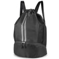thumbnail image 1 of Bocaoying 3-Compartment Sports Drawstring Backpack, Water-Resistant Gym Bag with Wet/Dry Separation, Side Pockets & Zipper Pocket, Lightweight Swim Soccer Basketball Sack, 1 of 7