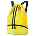 thumbnail image 1 of Bocaoying 3-Compartment Sports Drawstring Backpack, Water-Resistant Gym Bag with Wet/Dry Separation, Side Pockets & Zipper Pocket, Lightweight Swim Soccer Basketball Sack, 1 of 7
