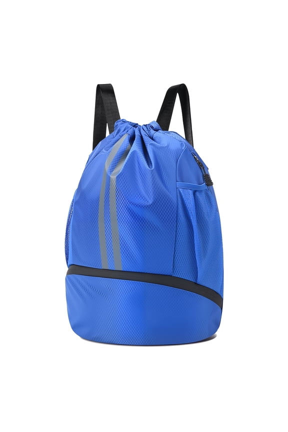 3-Compartment Sports Drawstring Backpack, Water-Resistant Gym Bag with Wet/Dry Separation, Side Pockets & Zipper Pocket, Lightweight Swim Soccer Basketball Sack