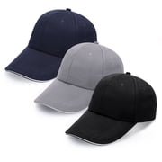 Bocaoying 3 Pcs Classic Baseball Cap for Men Women, Adjustable Cotton Unisex Baseball Cap, Low Profile Washed Plain Long Brim Dad Hat for Running Workouts and Outdoor Activities All Season