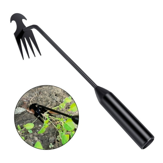 Bocaoying Weed Puller Tool, 13'' Hand Weeder Tool for Garden, Weeding Tool with 4 Claws and Galvanized Handle, Weeder Garden Root Remover Tool for Garden, Gap or Corner Weeding