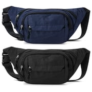 Bocaoying Womens Fashion Fanny Packs, Waist Bag with 4-Zipper Pockets, Waterproof Sports Bum Bag for Outdoor Sports Travel Hiking Running, 2 Pack