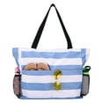 thumbnail image 1 of Bocaoying Women's Striped Beach Bag with Water-Resistant Design, Foldable Beach Tote with 2 Mesh Side Pockets, Large Beach Bag Featuring Back Zipper, Cute Woven Travel Bag for Women's Essentials, 1 of 7