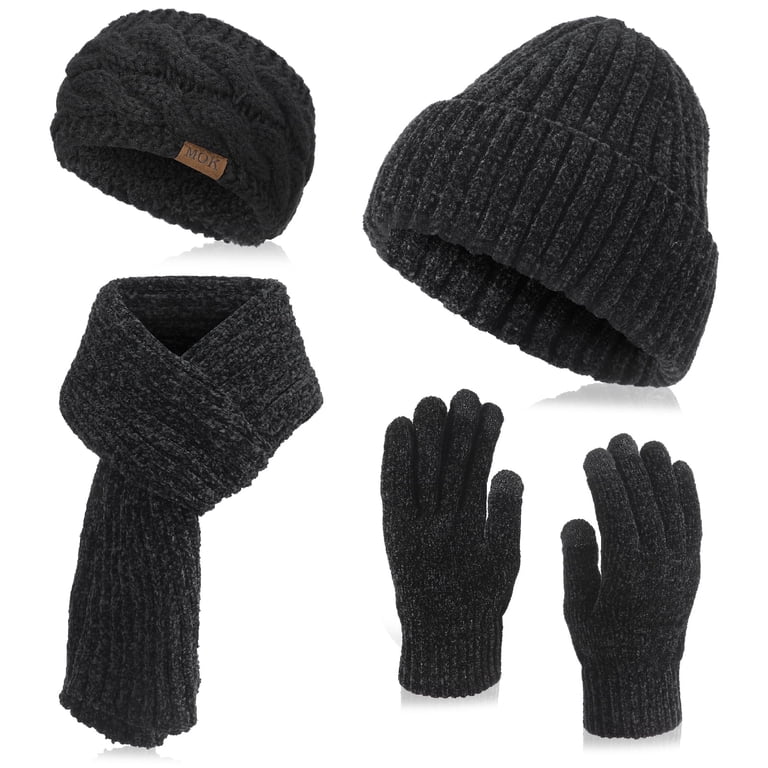 Bocaoying Womens Winter Beanie Hat Scarf Gloves Headband Set  display picture 2