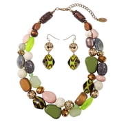 Bocar Chunky Necklaces for Women Trendy, 2 Layer Statement Necklace Fashion Collar Necklace, Handmade Costume Jewelry Women Gifts (NK-10384-Olive-Set)