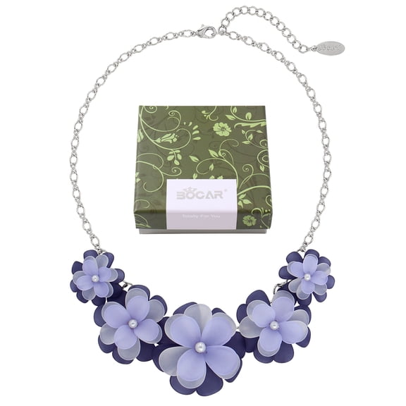 Bocar Acrylic Flower Pendant Collar Statement Choker Necklace for Women