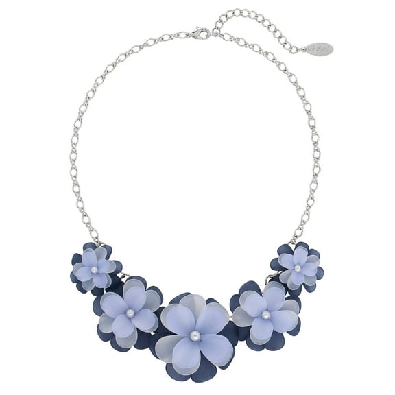 Bocar Acrylic Flower Pendant Collar Statement Choker Necklace for Women, 18.8inch (NK-10241-Blue)