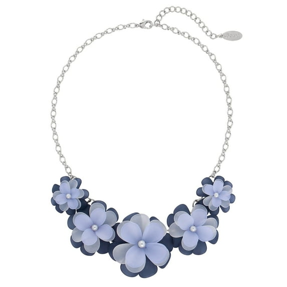 Bocar Acrylic Flower Pendant Collar Statement Choker Necklace for Women, 18.8inch (NK-10241-Blue)