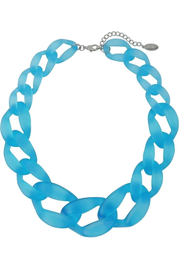 Statement Chunky Fashion Acrylic Beads Choker Cube Link Chain Necklace for Women Gifts(NK-10510-Alaskan Blue)