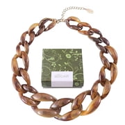 Bocar Statement Chunky Fashion Acrylic Beads Choker Cube Link Chain Necklace for Women Gifts NK-10510-Brown