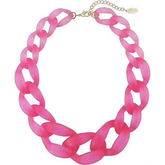 Bocar Statement Chunky Fashion Acrylic Beads Choker Cube Link Chain Necklace for Women Gifts (NK-10510-Phlox Pink)