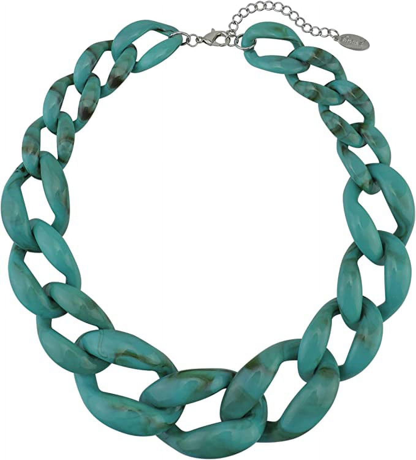 Chunky Teal Color Necklace Bocar Bold Acrylic Chain Chunky Collar