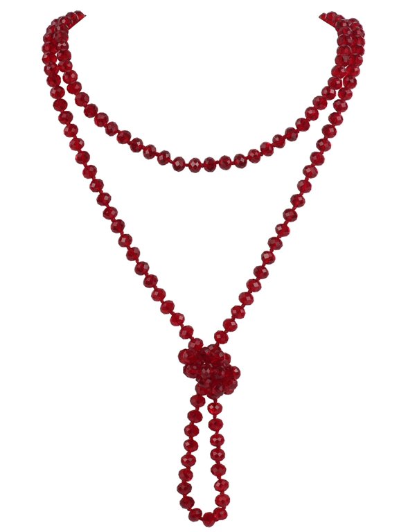 Fashion Beads Rope Knot Long Beaded Necklace Versatile 60" Strand Costume Jewelry for Women