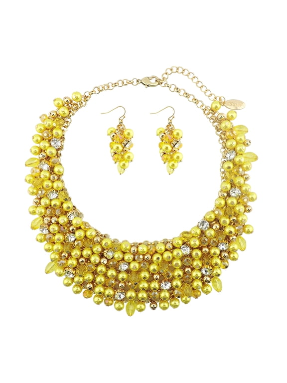 Crystal Chunky Collar Statement Jewelry Set for Women, with Earrings
