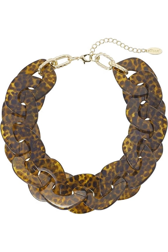 Large Acrylic Cuban Choker Chunky Statement Collar Necklace for Women Gift, 20inch (NK-10666-Leopard)