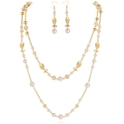 Bocar Layered Beaded Necklace and Earrings Set,2 Strand Long Necklace with Crystal Beads, Fashion Jewelry Set for Women Daily Party Wear