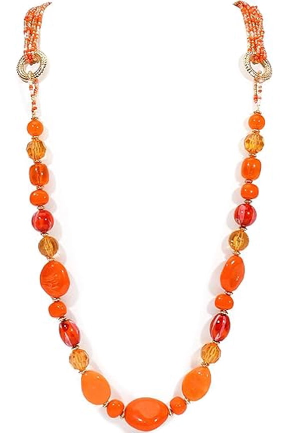 Long Beaded Necklace for Women Handmade Fashion Costume Chain Jewelry Gift