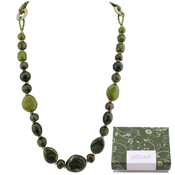 Bocar Long Beaded Necklace for Women Handmade Fashion Costume Chain Jewelry Gift