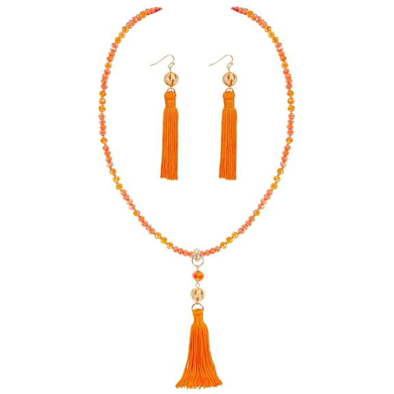 Bocar Long Beaded Strand Necklace with Tassel for Women Fashion Jewelry White, 33 inches