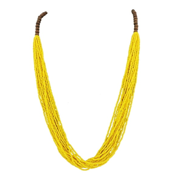 Bocar Long Multi Strand Handmade Beaded Statement Necklace with Gift Box, Yellow, 40 inches, Women (NK-10407-yellow)