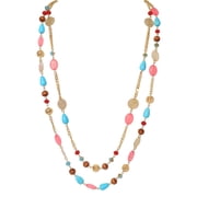 Bocar Long Necklaces for Women Trendy, Boho Costume Jewelry Layered Crystal Beaded Collar Necklaces for Women, Fashion Statement Necklaces (NK-10084-Coral)