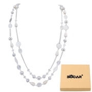 Bocar Long Statement Necklaces for Women Trendy, Boho Costume Jewelry Layered Crystal Beaded Collar Necklaces for Women NK-10084-White
