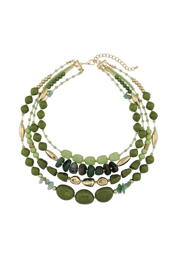 Multi Layer 4 Strand Statement 17" Collar Beaded Necklace for Women Gift