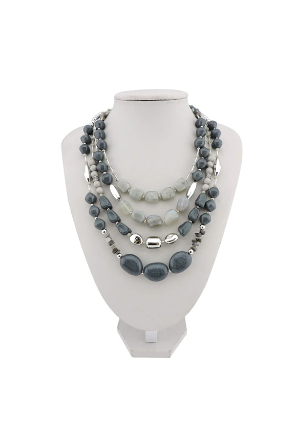 Multi Layer 4 Strand Statement 17" Collar Beaded Necklace for Women Gift