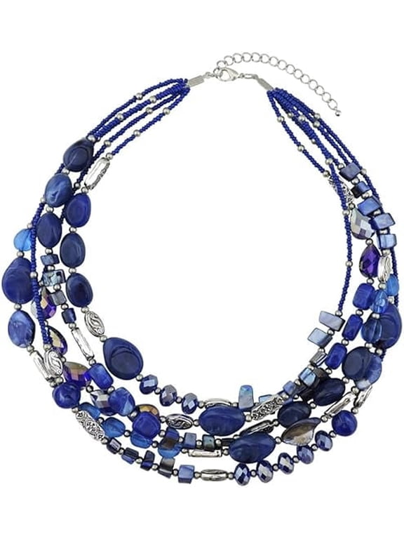 Multi Layer 5 Strand Statement Collar Beaded Necklace for Women Gift(NK-10376)