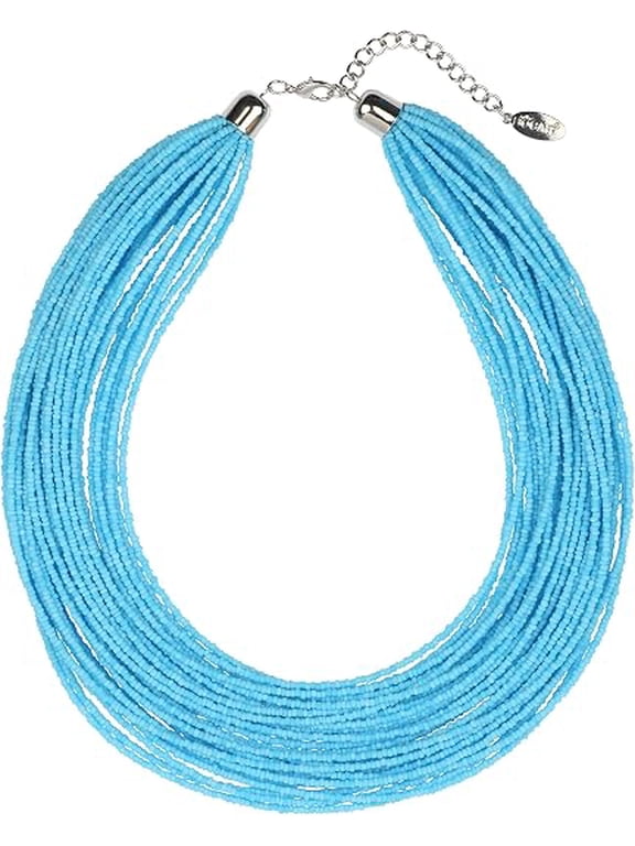 Multi Layer Chunky Bib Statement Seed Beads Cluster Collar Necklace for Women Gift