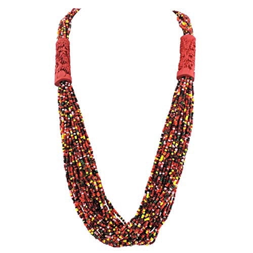 Bocar Multi Layer Handmade Beaded Long Statement Women Necklace (NK_10609_mix)