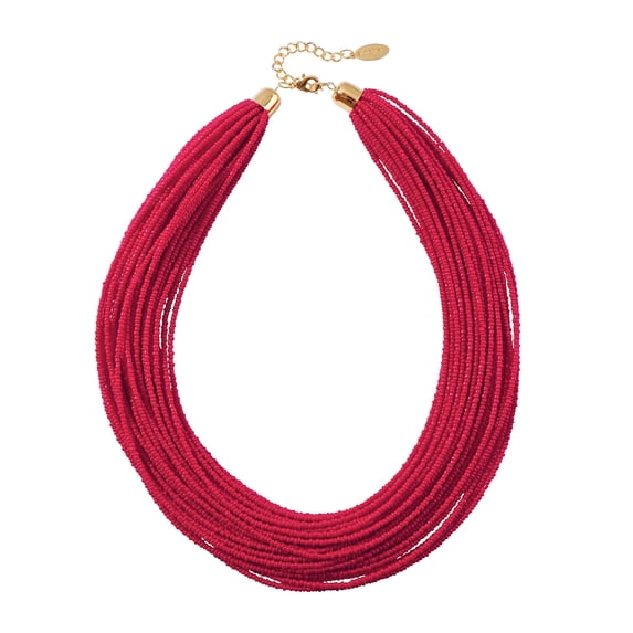 Bocar Multi Layer Seed Beads Chunky Bib Statement Cluster Collar Necklace for Women Gift, 19inch (NK_10351_Red)