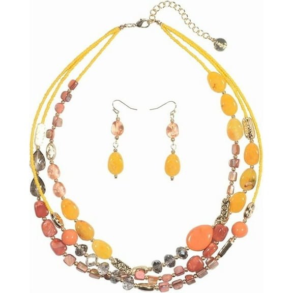 Bocar Multi Layer Shell Beaded Statement Necklace for Women Jewelry(N0001-Blood-Orange)