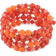 Bocar Multi Layers Statement Beaded Bracelet Adjustable Strand Bangle Bracelet for Women