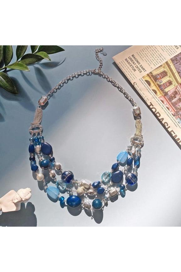 New Multi Layer Beads Statement Gold Chain Necklace for Women