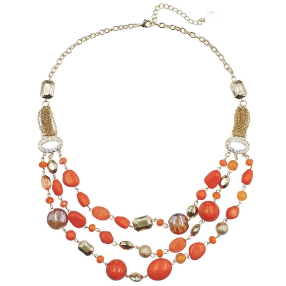 Bocar New Multi Layer Beads Statement Gold Chain Necklace for Women