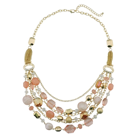 Bocar Newest Multi Layer Chain Crystal Colored Glaze Statement Women Strand Necklace