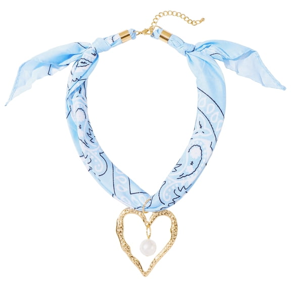 Bocar Scarf Necklace for Women Bandana Charm Western Heart Pendant Boho Summer Beach Necklace Jewelry for Women N0146-C(Pink)