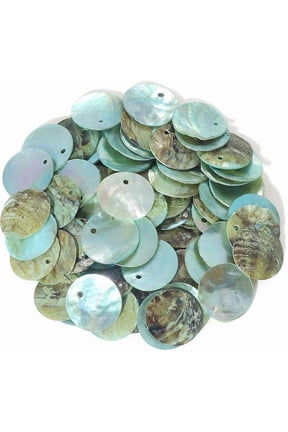 Shell Beads 150pcs Natural 15mm Flat Round Mussel Shell Coin Drop Charm Beads with Iridescent Back for Handcraft Jewelry Making(DIY_1023_Opal_Blue-15mm)